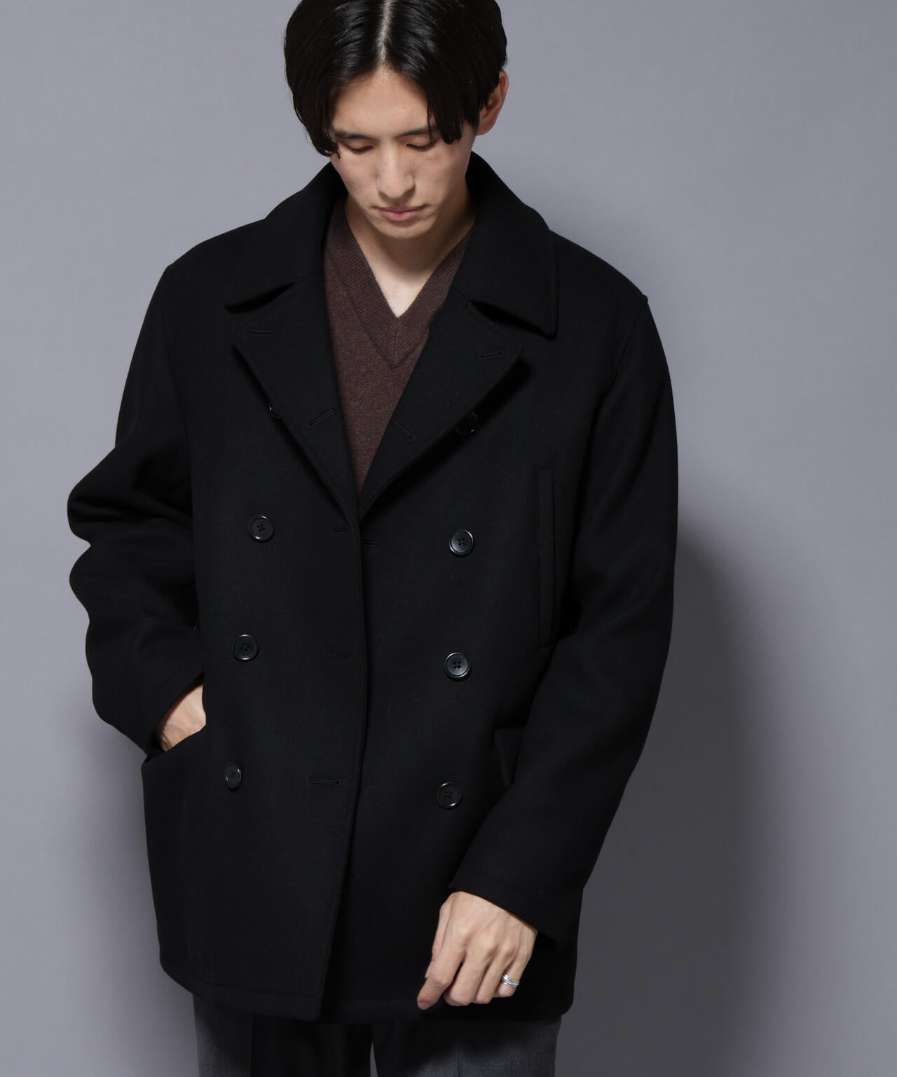 ウールカシミヤメルトンPコート