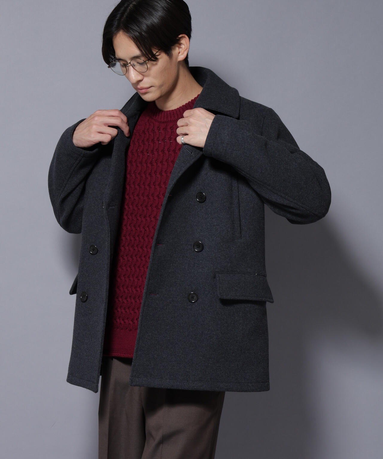 ウールカシミヤメルトンPコート