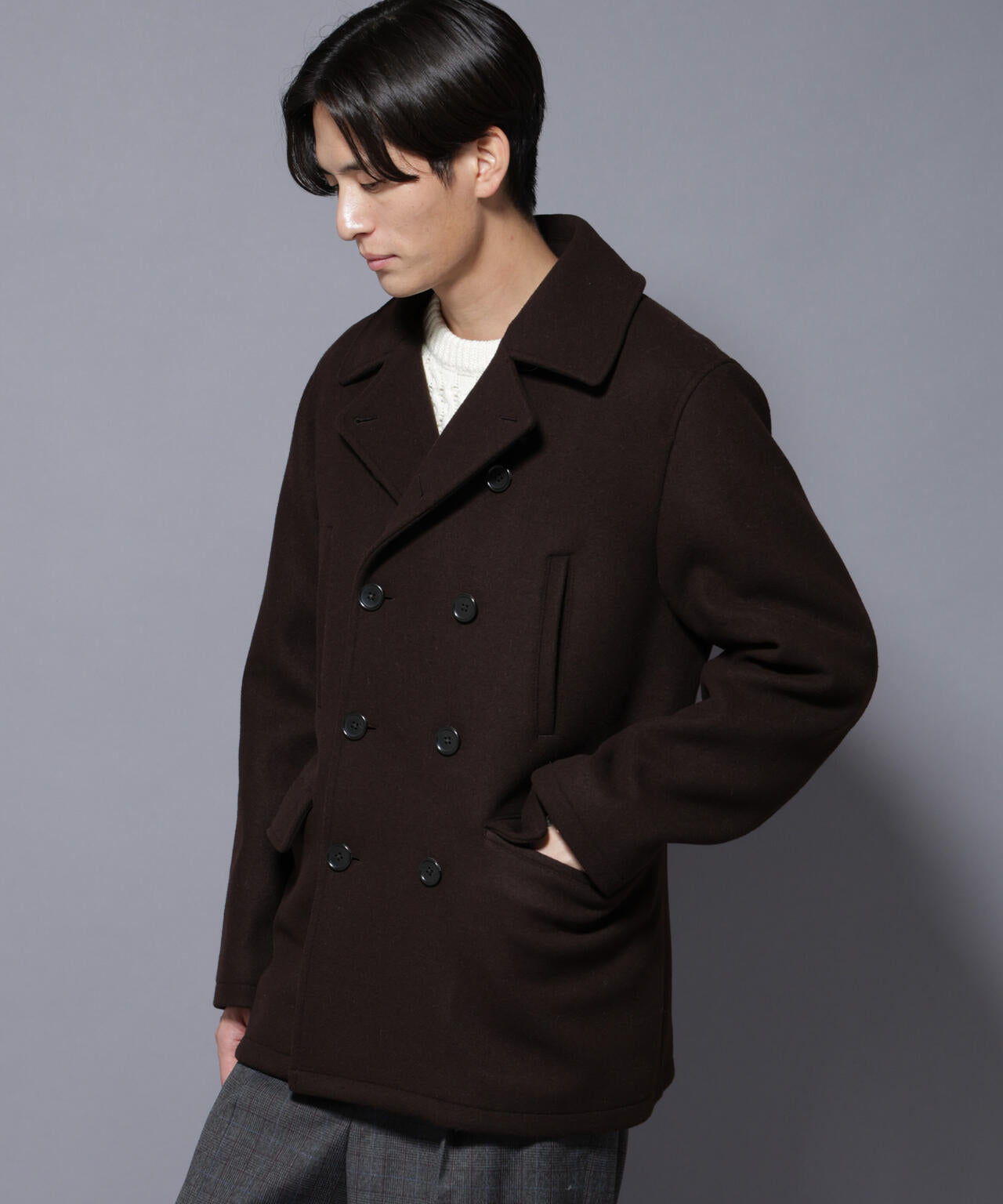 ウールカシミヤメルトンPコート