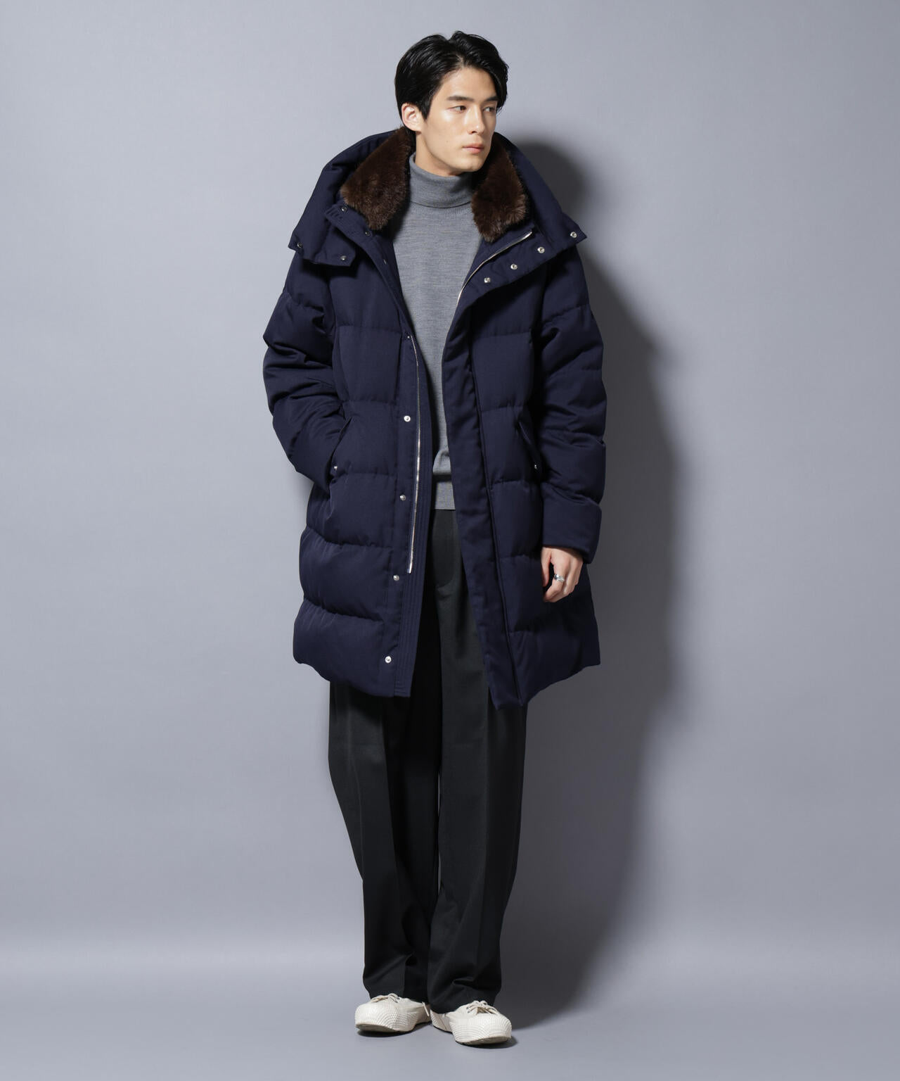 「西川ダウン(R)」フェイクファーカラーサージロングダウン