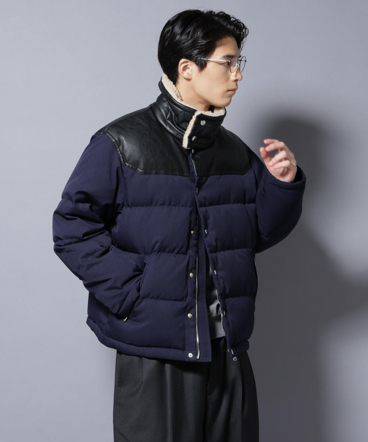 「西川ダウン(R)」ボアカラーサージショートダウン