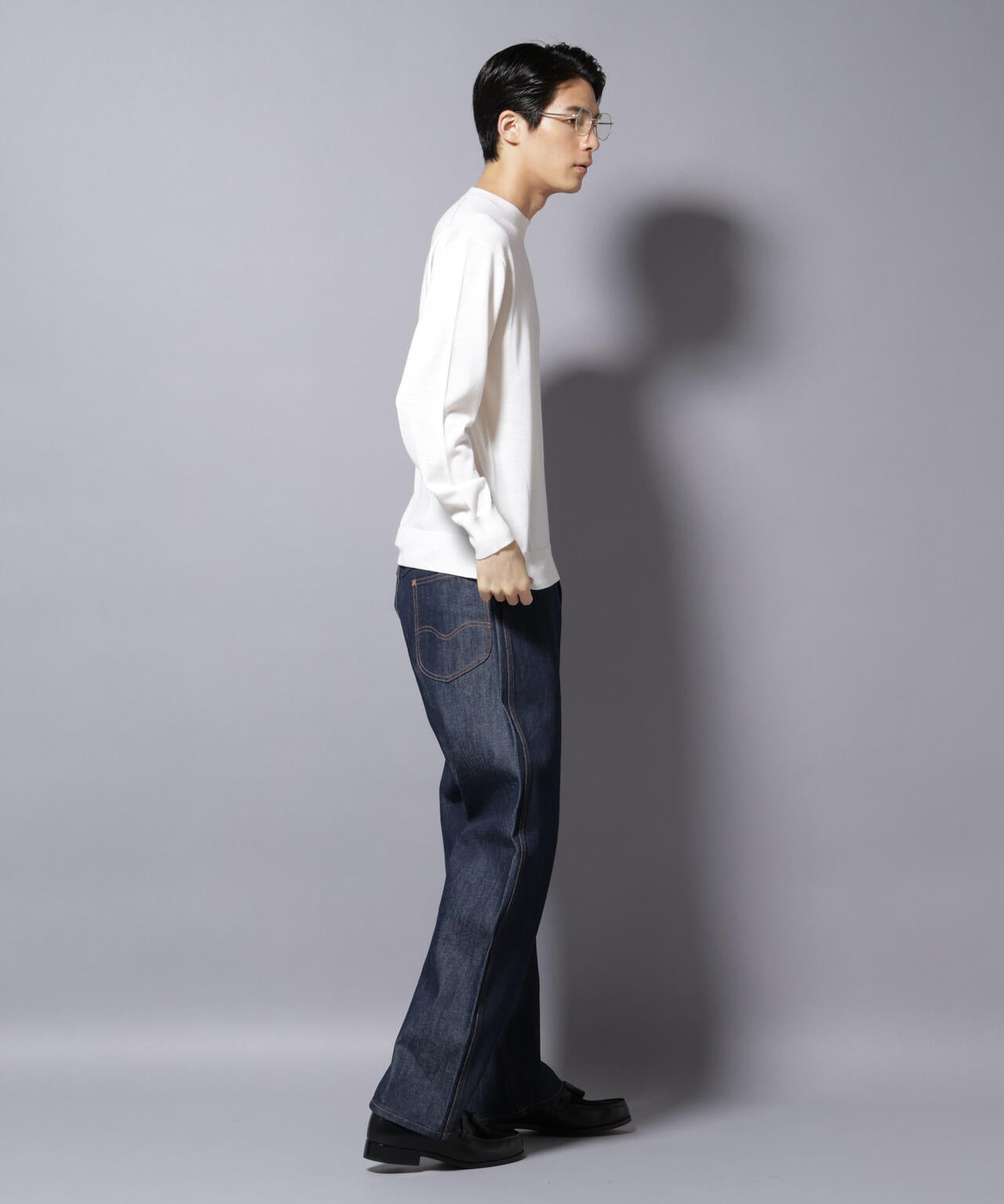 「毛玉レスニット」ファインゲージクルーネック