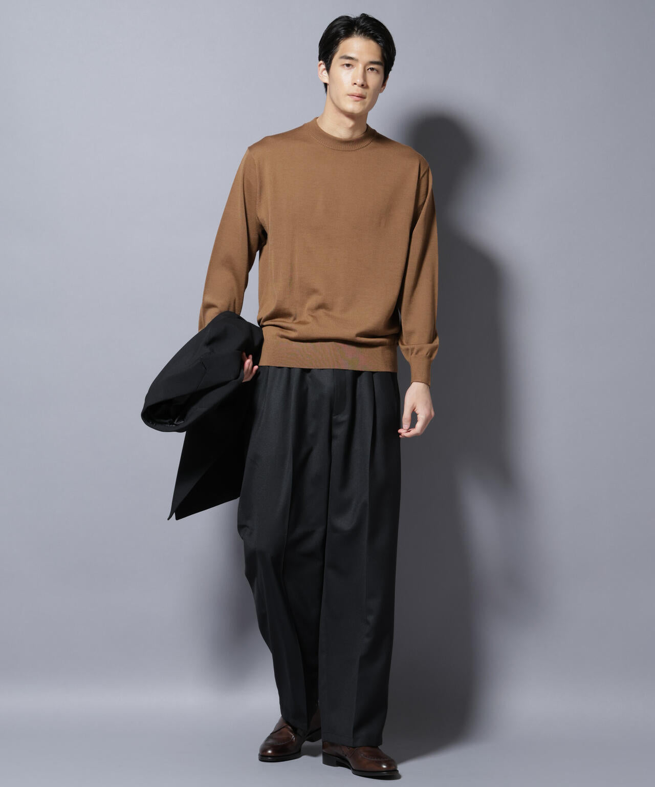 「毛玉レスニット」ファインゲージクルーネック