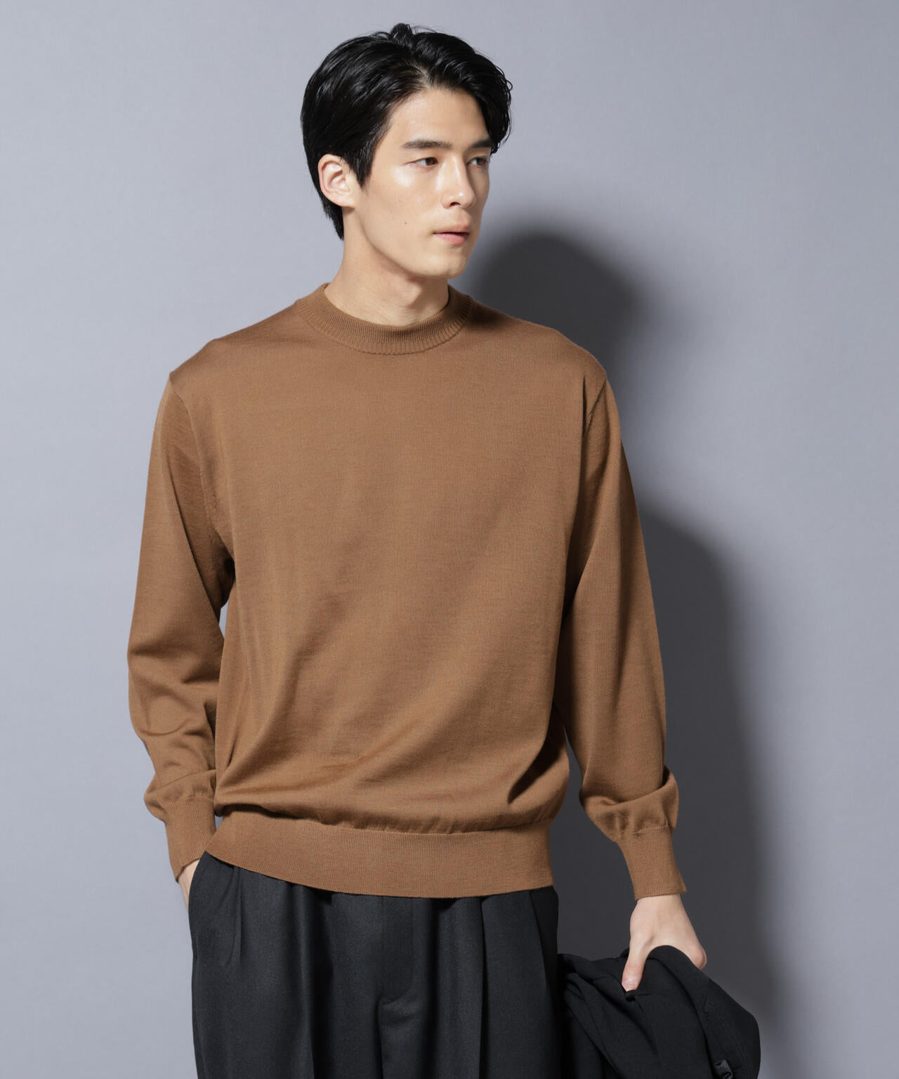 「毛玉レスニット」ファインゲージクルーネック