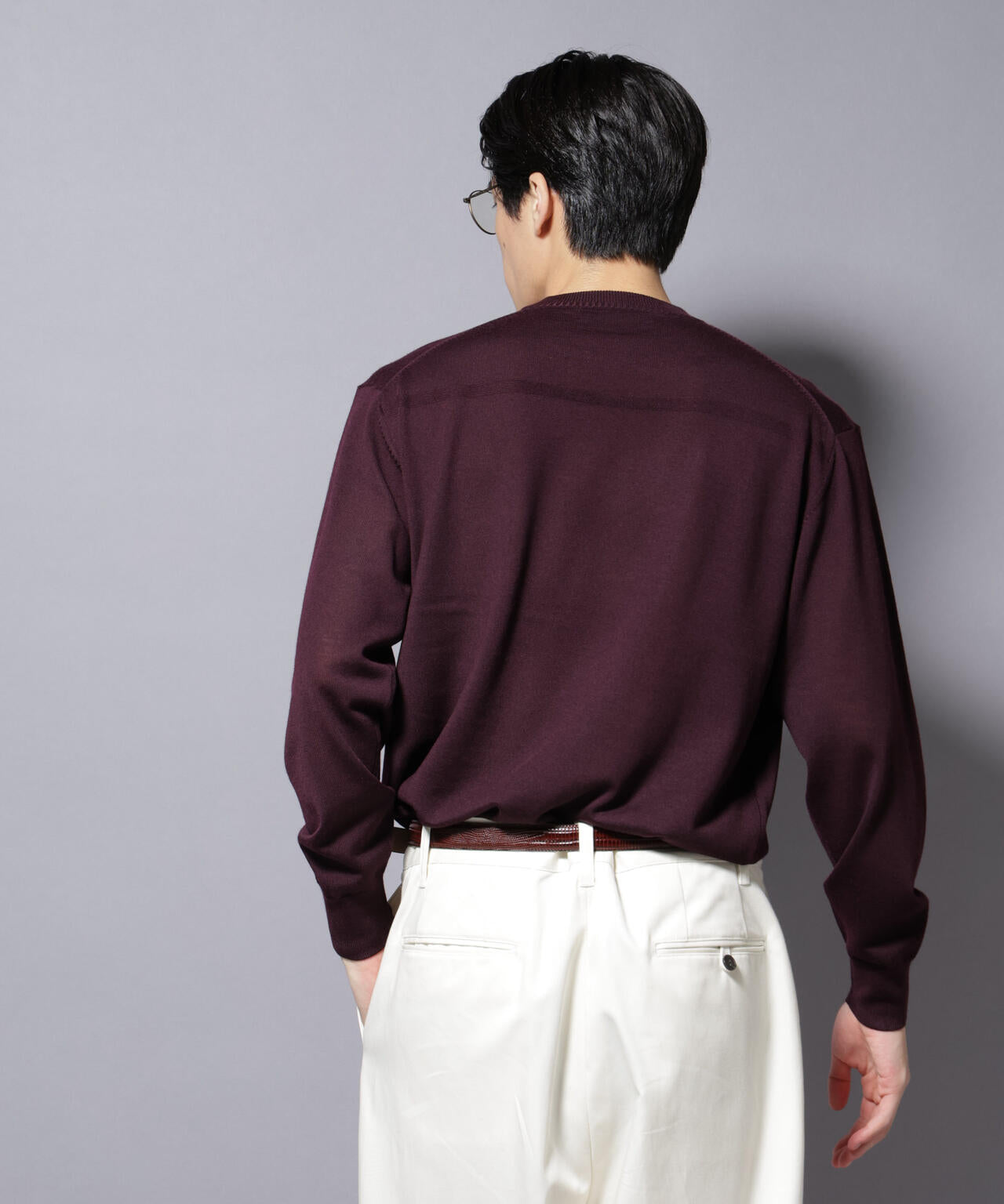 「毛玉レスニット」ファインゲージクルーネック