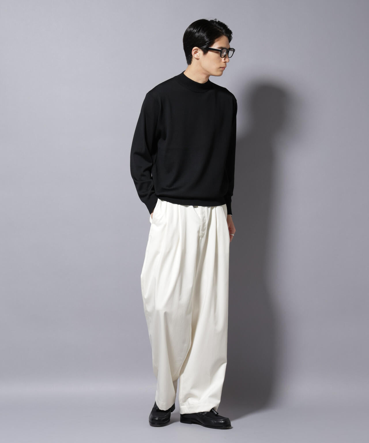 「毛玉レスニット」ファインゲージモックネック