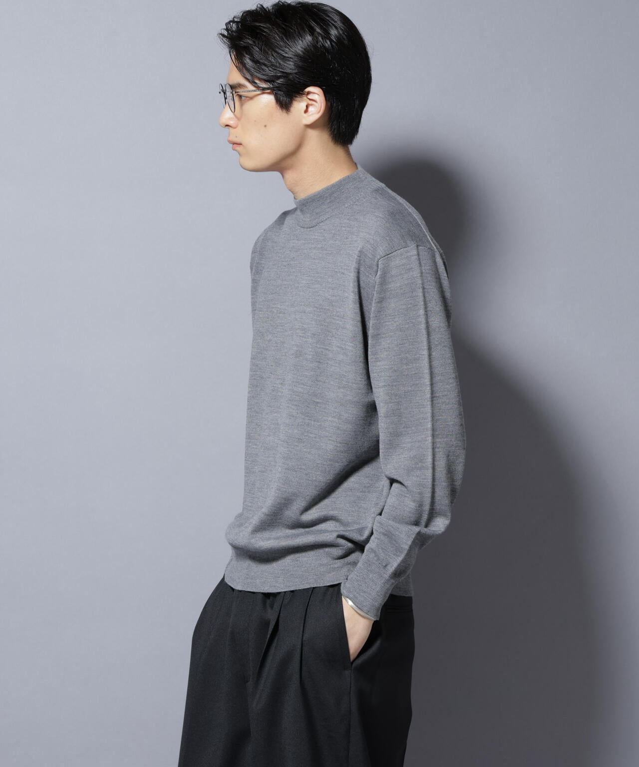 「毛玉レスニット」ファインゲージモックネック