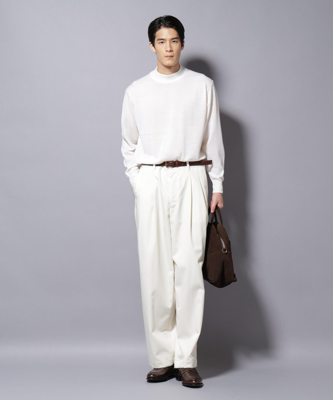 「毛玉レスニット」ファインゲージモックネック