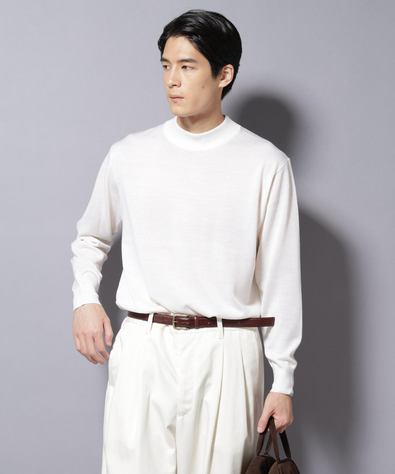 「毛玉レスニット」ファインゲージモックネック