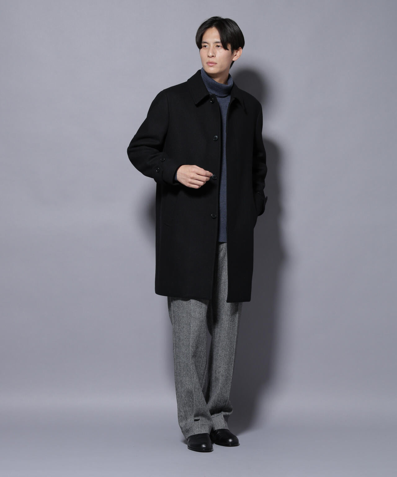 ウール/Nメルトンステンカラーコート