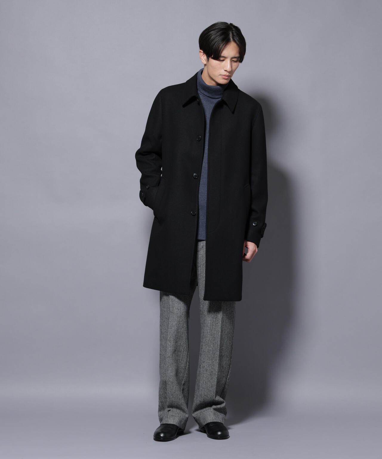 ウール/Nメルトンステンカラーコート