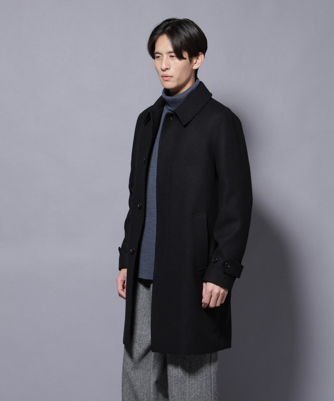 ウール/Nメルトンステンカラーコート