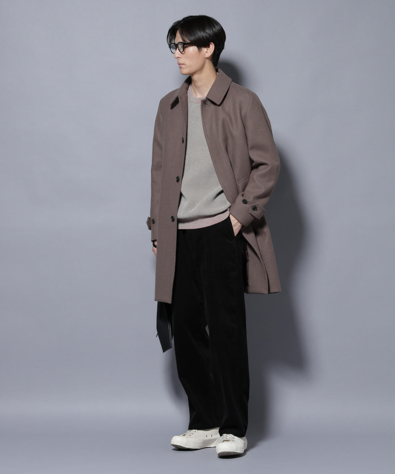 ウール/Nメルトンステンカラーコート