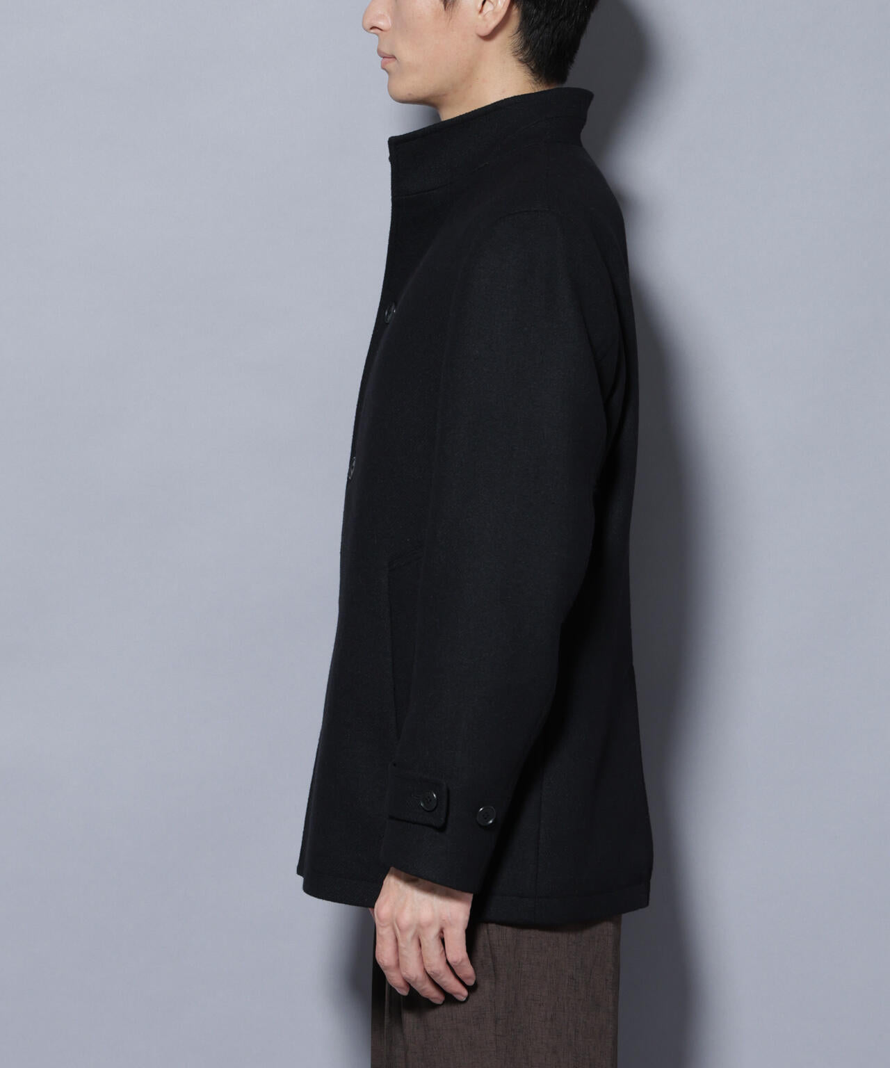 ウール/Nメルトンスタンドカラーコート