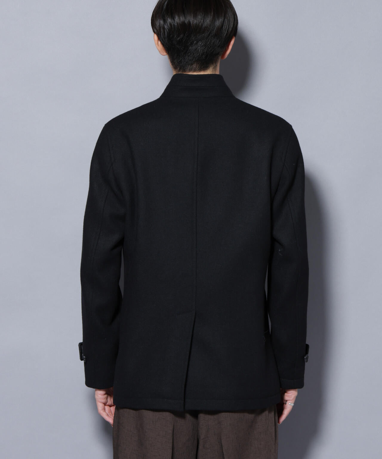 ウール/Nメルトンスタンドカラーコート