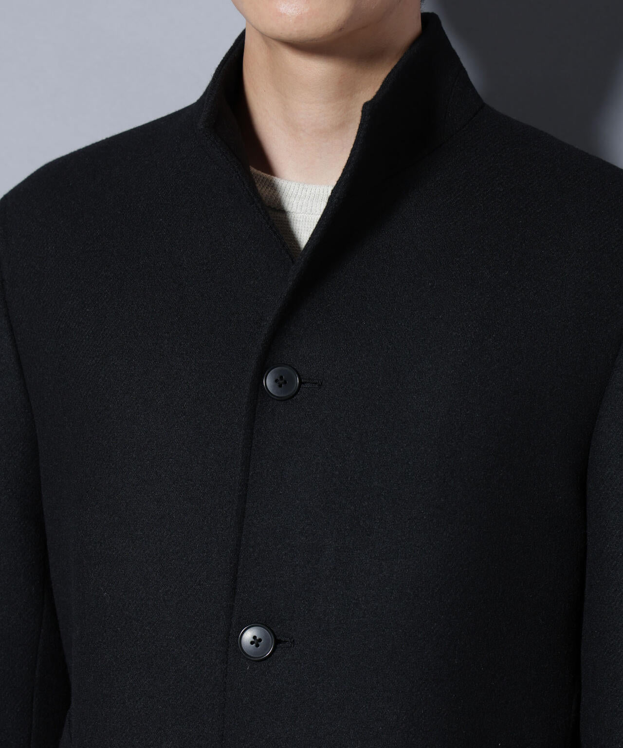 ウール/Nメルトンスタンドカラーコート
