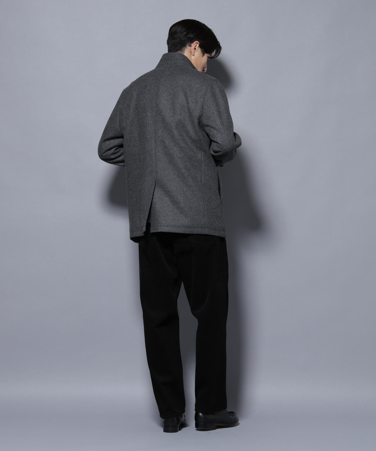 ウール/Nメルトンスタンドカラーコート