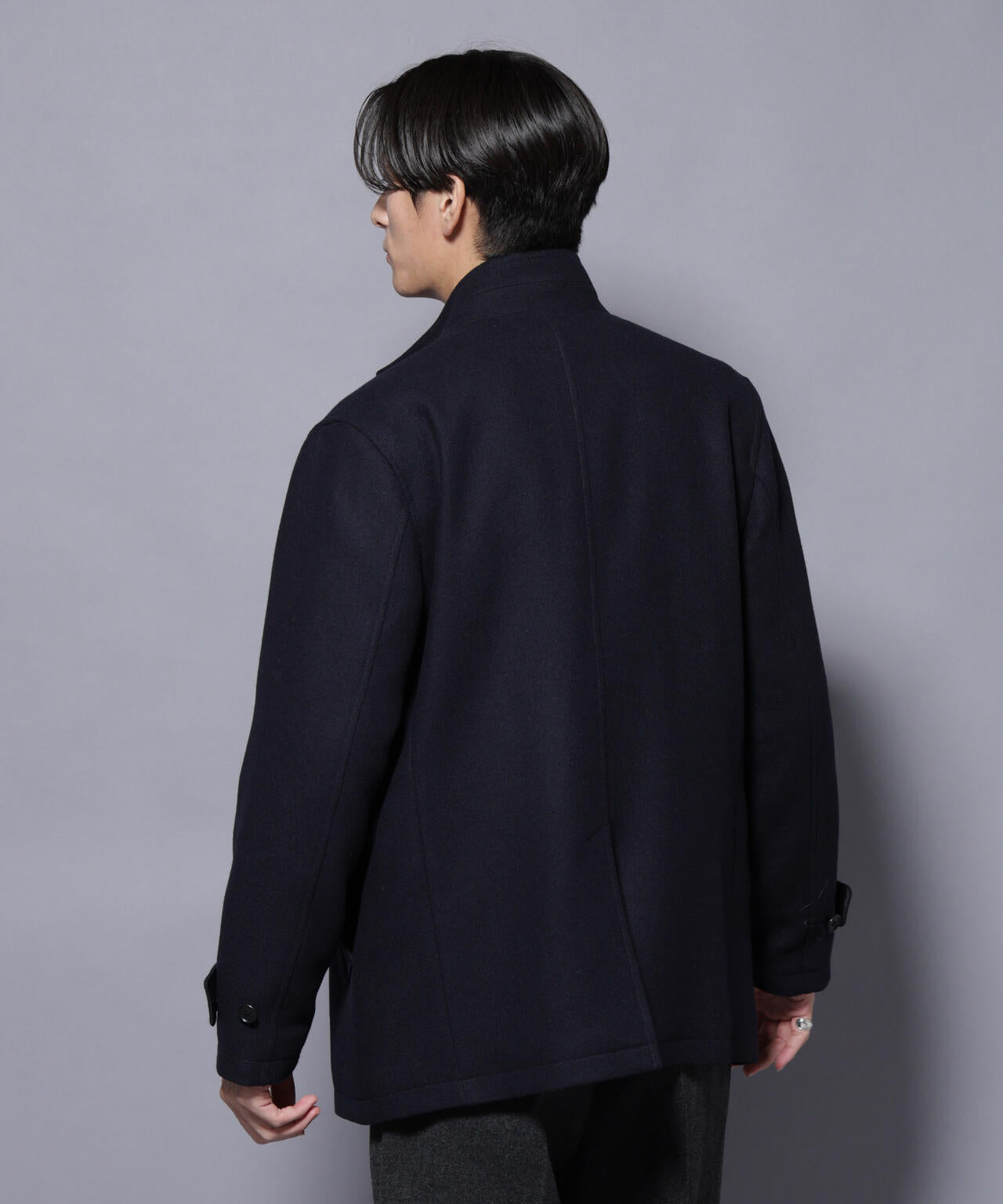 ウール/Nメルトンスタンドカラーコート