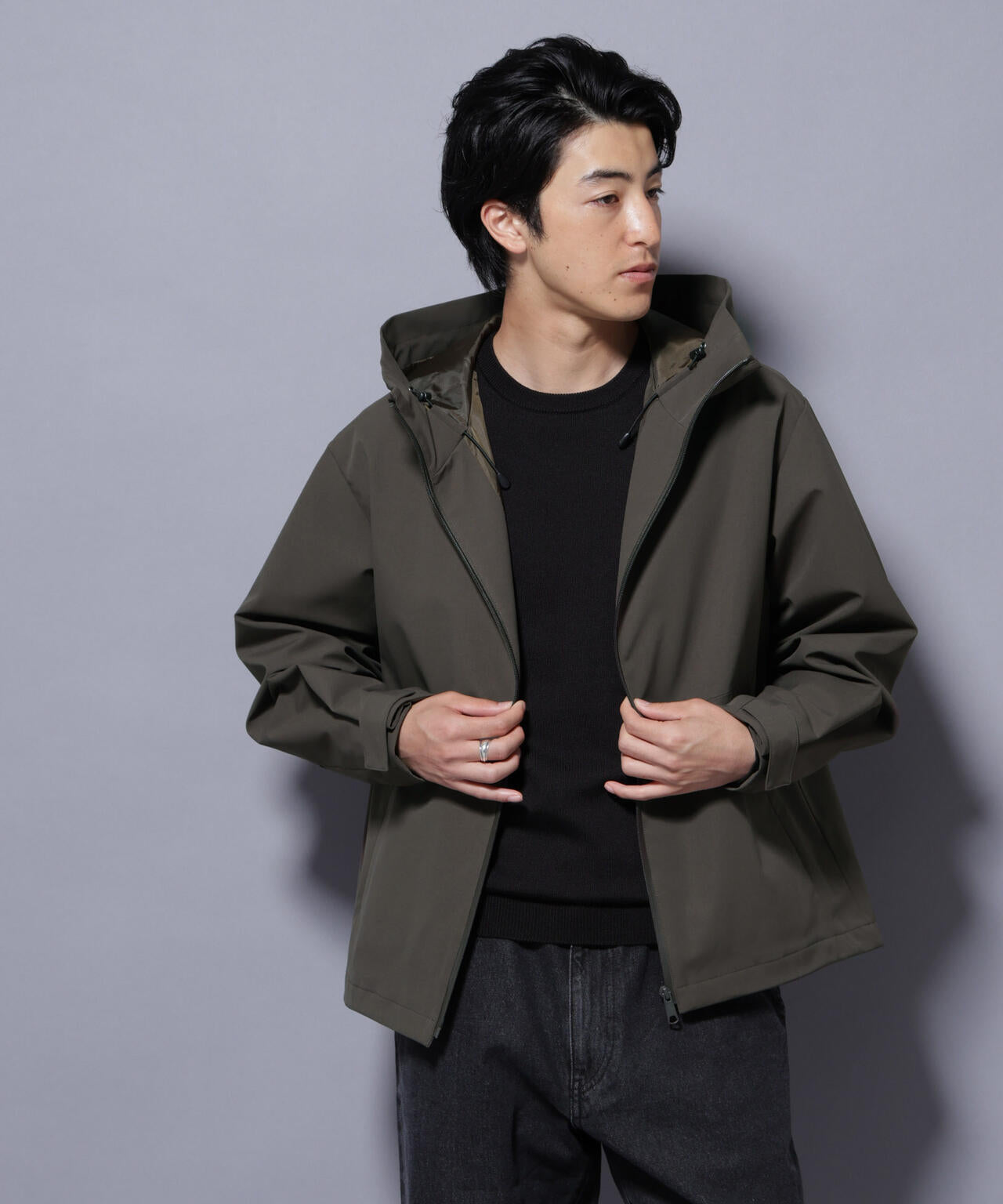 3レイヤーフーディブルゾン