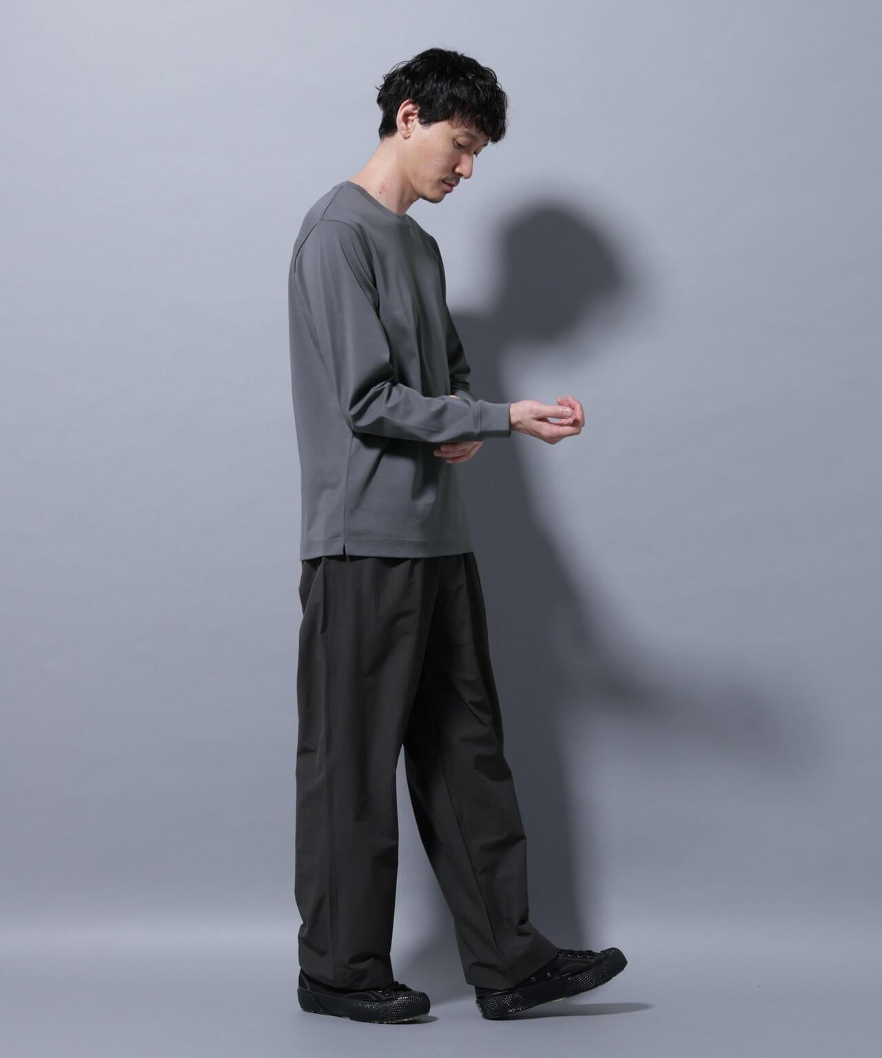 アンチスメルクルーネックTシャツ 長袖