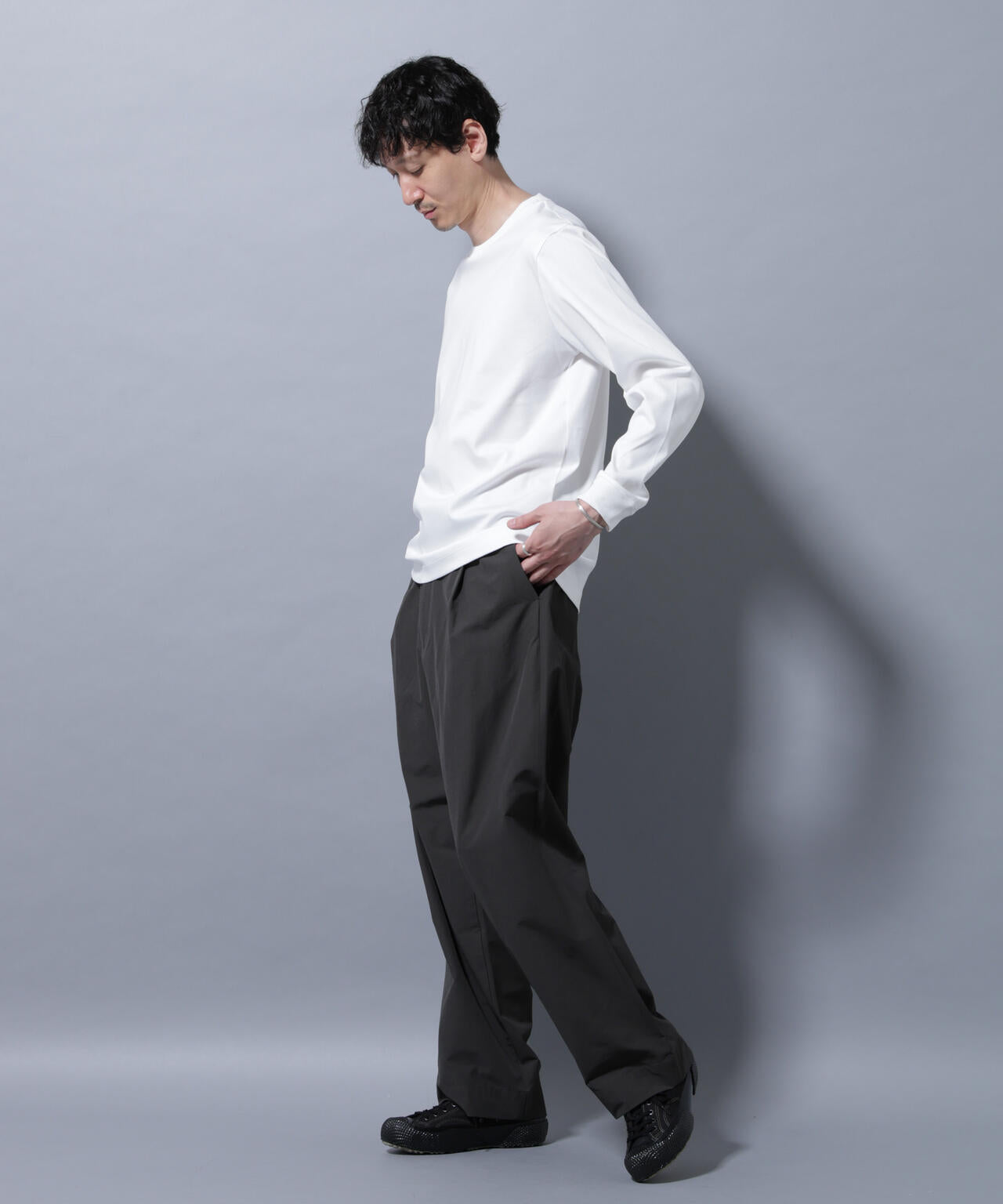 アンチスメルクルーネックTシャツ 長袖