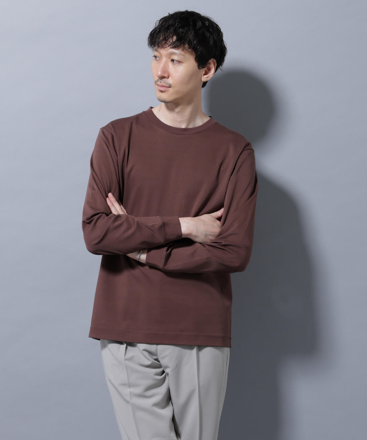 アンチスメルクルーネックTシャツ 長袖