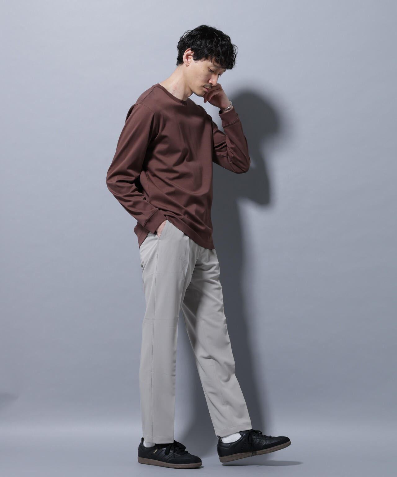 アンチスメルクルーネックTシャツ 長袖