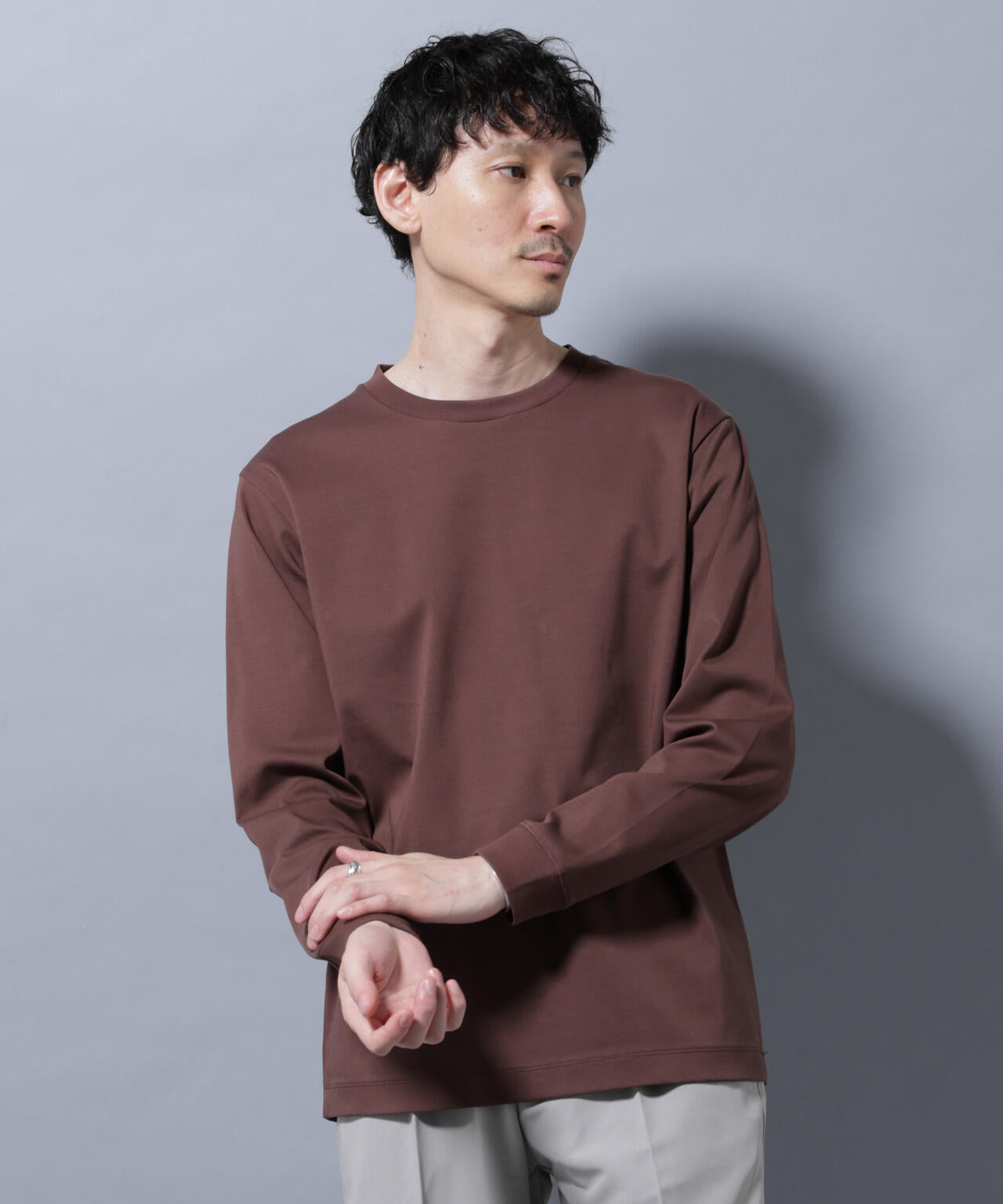 アンチスメルクルーネックTシャツ 長袖